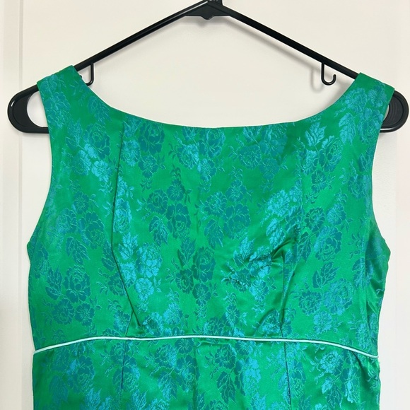 Vintage Kay Selig Elegant Printed Green Sleeveless Dress - Picture 2 of 5